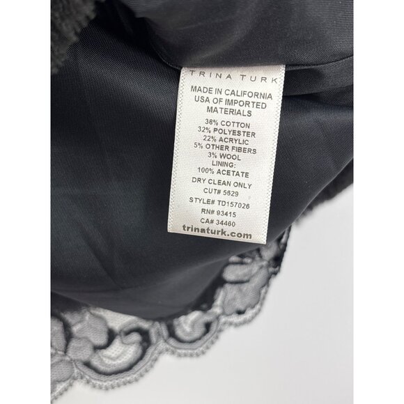 Trina Turk Abela Fringe Embroidered Fit and Flare Sleeveless Dress Black Size 6 - Picture 6 of 10